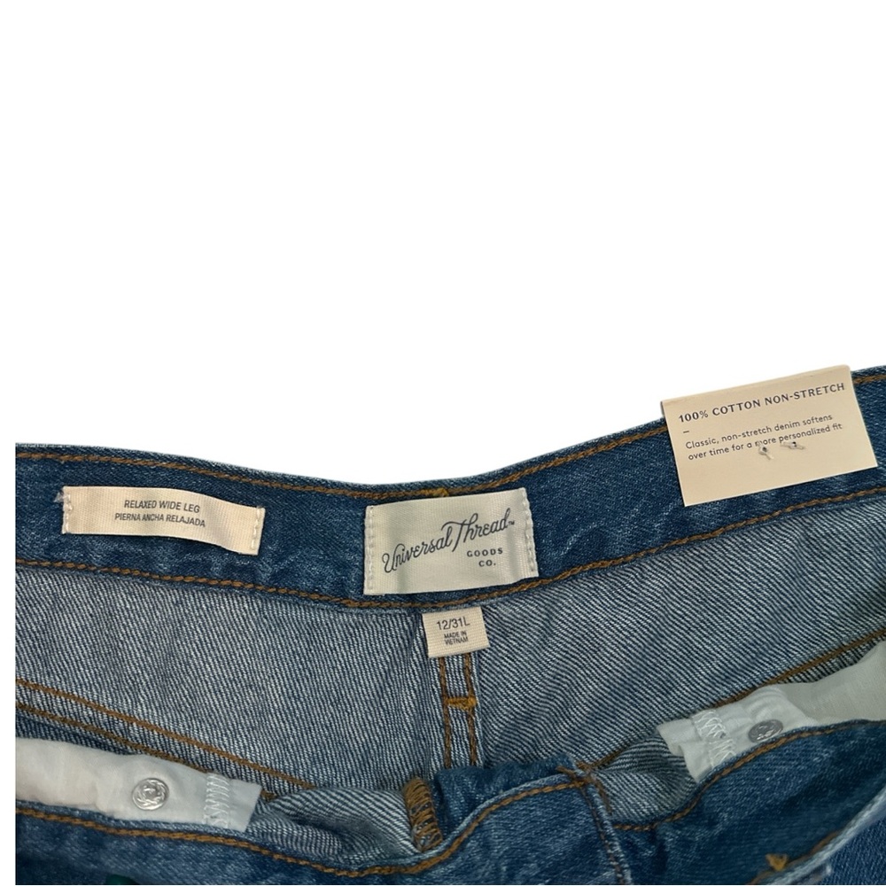 Universal Thread Relaxed Wide Leg Jeans Size 12 Tall High Rise Denim - Picture 7 of 10